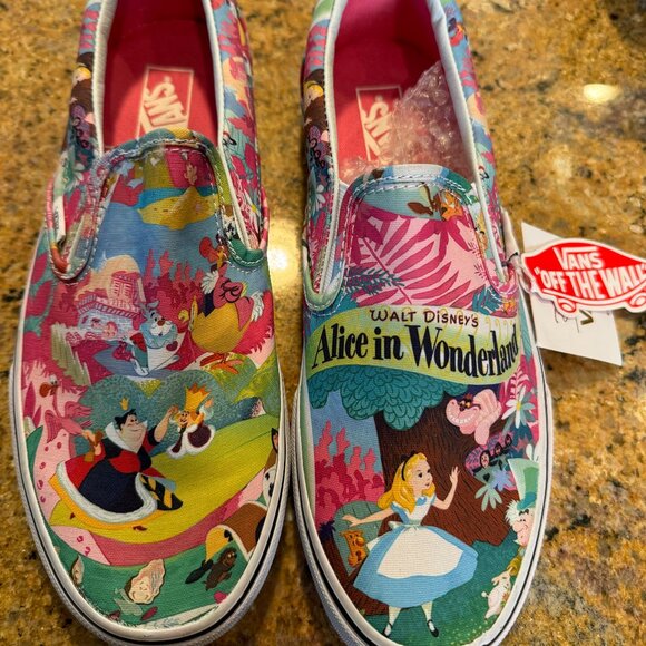 Vans Shoes - Vans Alice in Wonderland Colorful Slip-On Sneakers Worn Once
